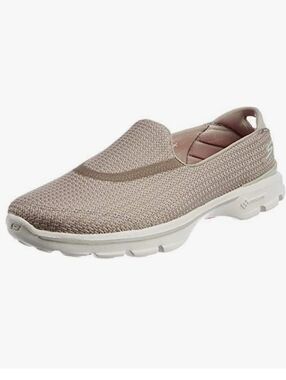 Skechers GOwalk 3 Tan Heathered Slip‑On Walking Shoes W 11